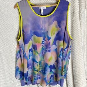 Dawn Davis Multicolor Abstract Floral Tank Top
